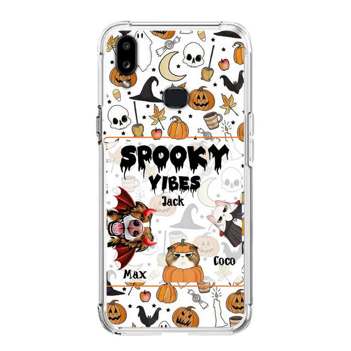 Custom Personalized Halloween Pet Phone Case - Upto 3 Pets - Gift Idea For Dog/Cat Owners -  Spooky Vibes - Case for iPhone/Samsung