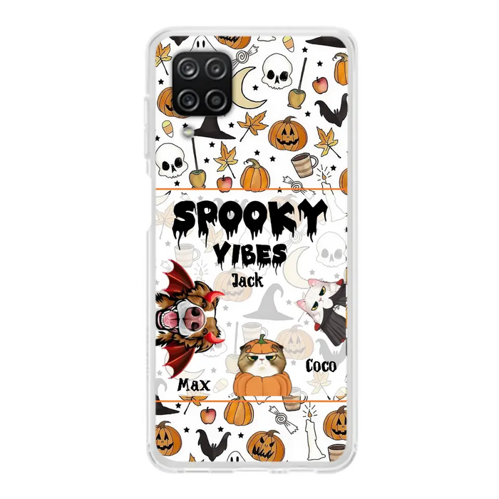 Custom Personalized Halloween Pet Phone Case - Upto 3 Pets - Gift Idea For Dog/Cat Owners -  Spooky Vibes - Case for iPhone/Samsung