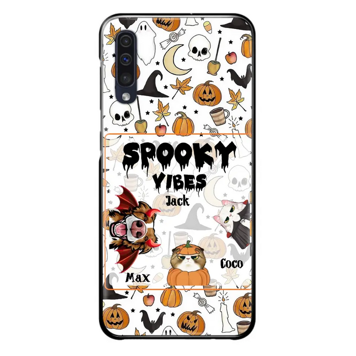 Custom Personalized Halloween Pet Phone Case - Upto 3 Pets - Gift Idea For Dog/Cat Owners -  Spooky Vibes - Case for iPhone/Samsung