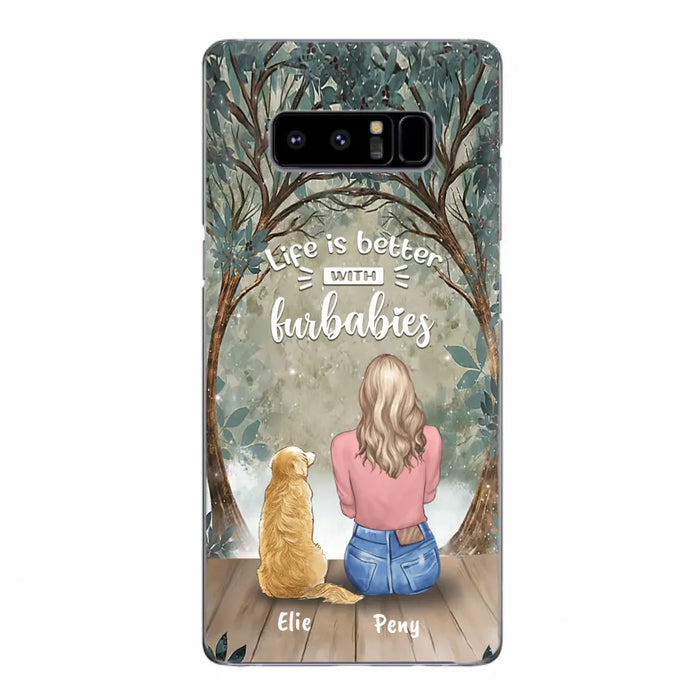 Custom Personalized Pet Mom Phone Case - Girl With Upto 5 Pets - Life Is Better With Furbabies -Phone Case For iPhone And Samsung