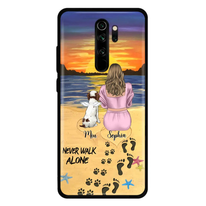 Custom Personalized Memorial Dog Mom Phone Case - Upto 3 Dogs - Memorial Gift Idea for Dog Owners - Never Walk Alone - Case for Xiaomi/Huawei/Oppo