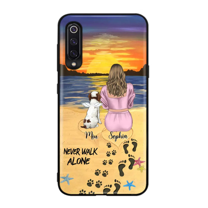 Custom Personalized Memorial Dog Mom Phone Case - Upto 3 Dogs - Memorial Gift Idea for Dog Owners - Never Walk Alone - Case for Xiaomi/Huawei/Oppo