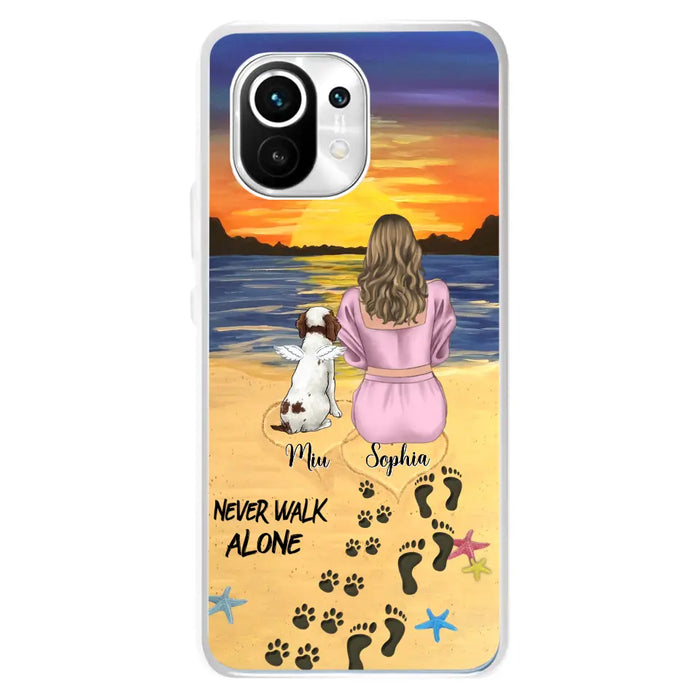 Custom Personalized Memorial Dog Mom Phone Case - Upto 3 Dogs - Memorial Gift Idea for Dog Owners - Never Walk Alone - Case for Xiaomi/Huawei/Oppo