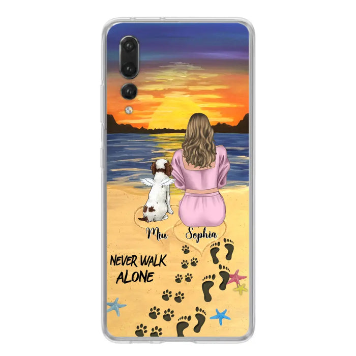 Custom Personalized Memorial Dog Mom Phone Case - Upto 3 Dogs - Memorial Gift Idea for Dog Owners - Never Walk Alone - Case for Xiaomi/Huawei/Oppo