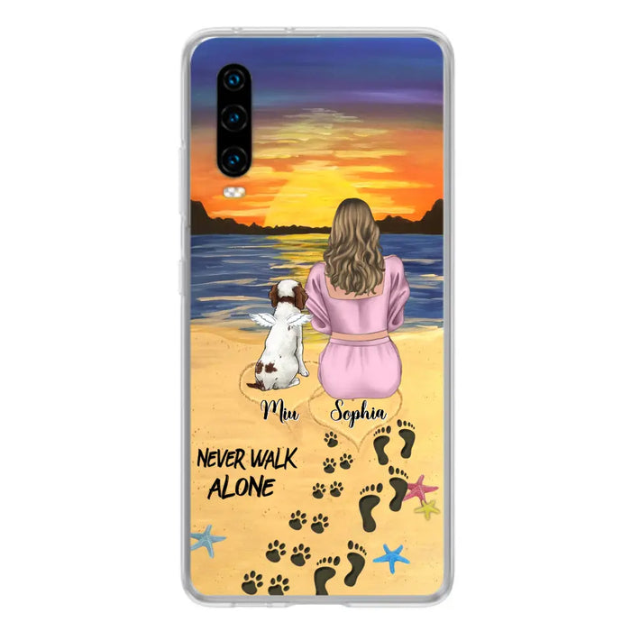 Custom Personalized Memorial Dog Mom Phone Case - Upto 3 Dogs - Memorial Gift Idea for Dog Owners - Never Walk Alone - Case for Xiaomi/Huawei/Oppo