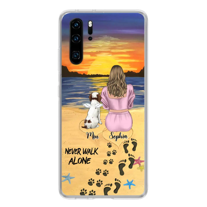 Custom Personalized Memorial Dog Mom Phone Case - Upto 3 Dogs - Memorial Gift Idea for Dog Owners - Never Walk Alone - Case for Xiaomi/Huawei/Oppo