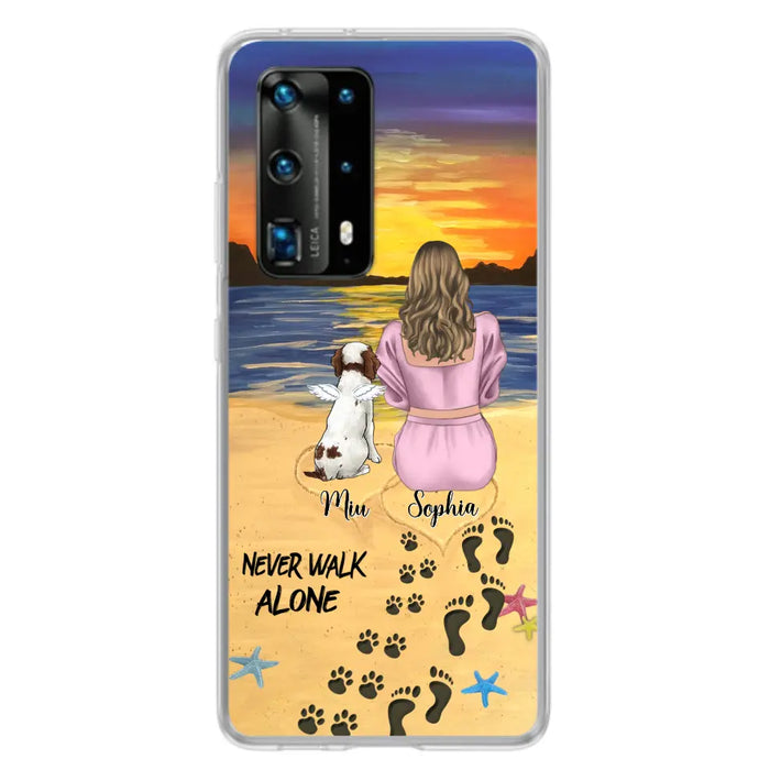 Custom Personalized Memorial Dog Mom Phone Case - Upto 3 Dogs - Memorial Gift Idea for Dog Owners - Never Walk Alone - Case for Xiaomi/Huawei/Oppo