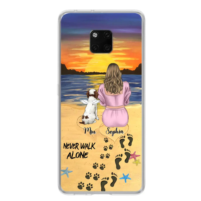 Custom Personalized Memorial Dog Mom Phone Case - Upto 3 Dogs - Memorial Gift Idea for Dog Owners - Never Walk Alone - Case for Xiaomi/Huawei/Oppo