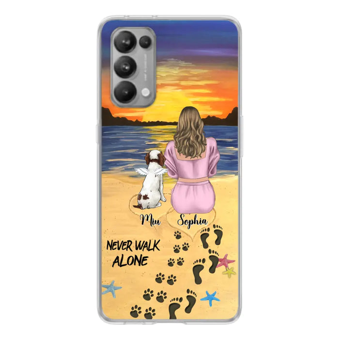 Custom Personalized Memorial Dog Mom Phone Case - Upto 3 Dogs - Memorial Gift Idea for Dog Owners - Never Walk Alone - Case for Xiaomi/Huawei/Oppo