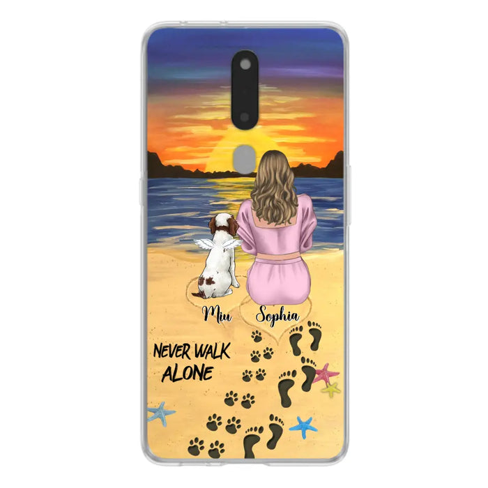 Custom Personalized Memorial Dog Mom Phone Case - Upto 3 Dogs - Memorial Gift Idea for Dog Owners - Never Walk Alone - Case for Xiaomi/Huawei/Oppo