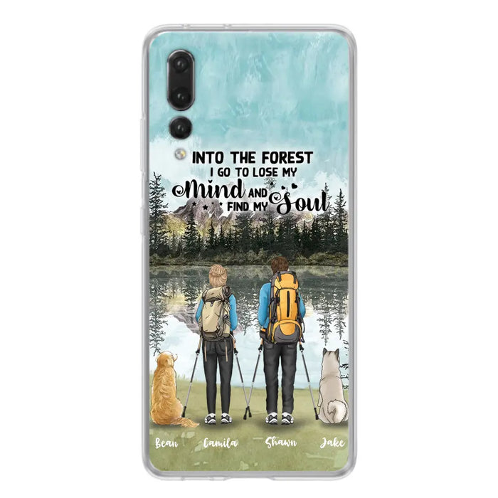 Custom Personalized Hiking Couple With Dogs Phone Case - Couple With Upto 2 Pets - Case For Xiaomi, Huawei and Oppo - Q67GXN