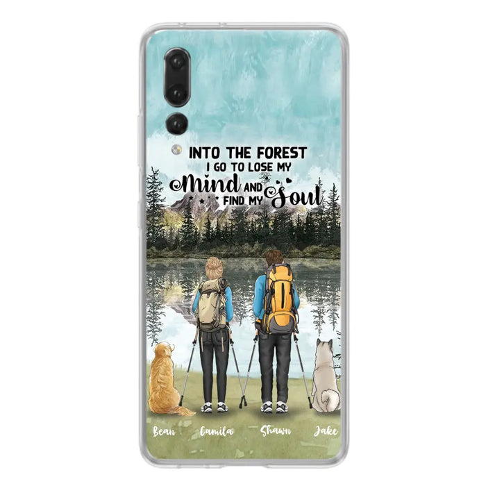 Custom Personalized Hiking Couple With Dogs Phone Case - Couple With Upto 2 Pets - Case For Xiaomi, Huawei and Oppo - Q67GXN