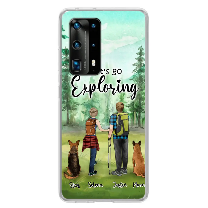 Custom Personalized Trekking Woods Couple With Dogs Phone Case - Couple With Upto 2 Pets - Case For Xiaomi, Huawei and Oppo - 6CIAJ9