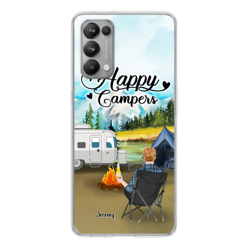 Personalized Camping Phone Case - Single Parent/Couple With Up to 3 Dogs - Happy Campers - Phone Case For Xiaomi, Oppo, Huawei