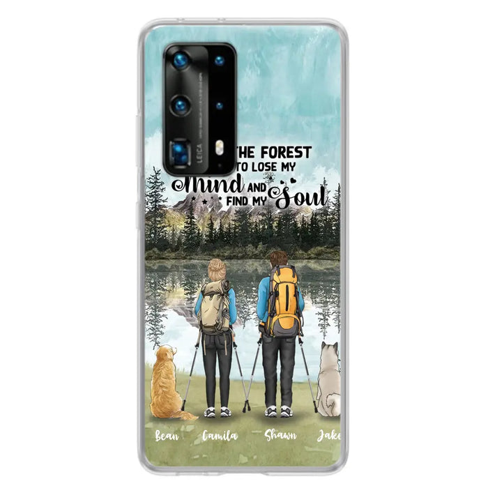 Custom Personalized Hiking Couple With Dogs Phone Case - Couple With Upto 2 Pets - Case For Xiaomi, Huawei and Oppo - Q67GXN