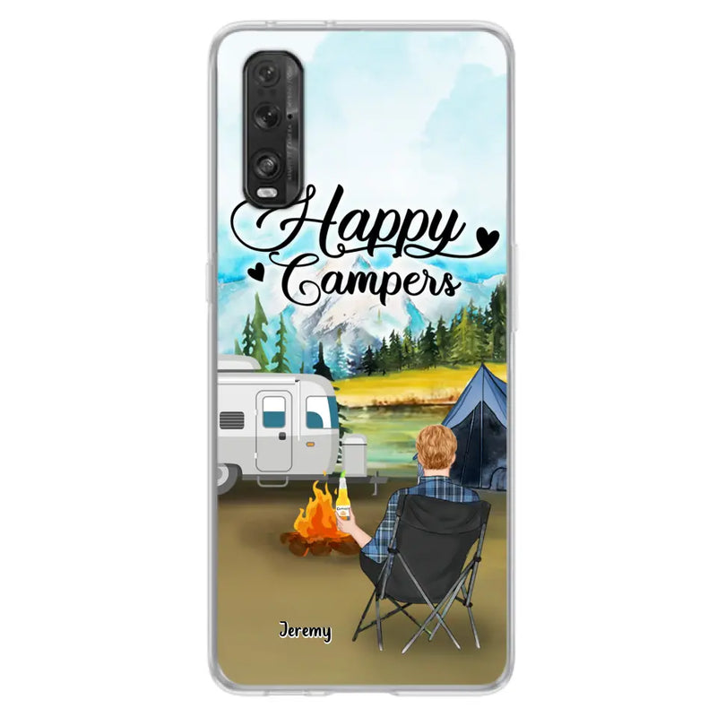 Personalized Camping Phone Case - Single Parent/Couple With Up to 3 Dogs - Happy Campers - Phone Case For Xiaomi, Oppo, Huawei