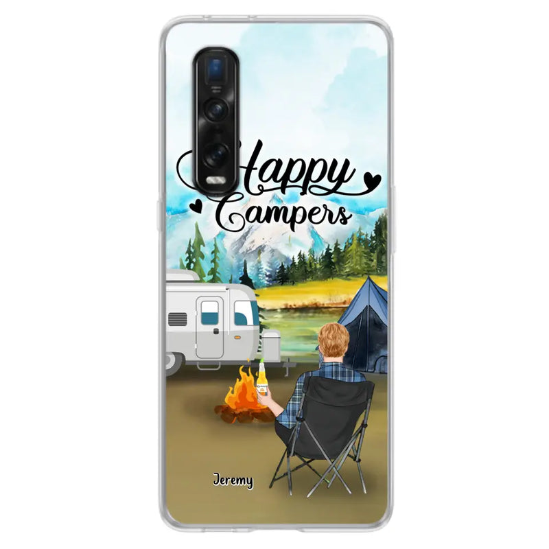 Personalized Camping Phone Case - Single Parent/Couple With Up to 3 Dogs - Happy Campers - Phone Case For Xiaomi, Oppo, Huawei