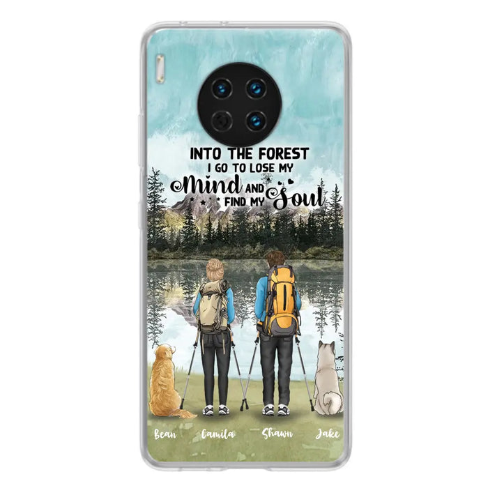 Custom Personalized Hiking Couple With Dogs Phone Case - Couple With Upto 2 Pets - Case For Xiaomi, Huawei and Oppo - Q67GXN