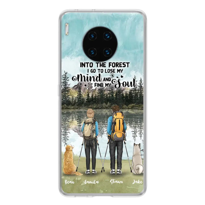 Custom Personalized Hiking Couple With Dogs Phone Case - Couple With Upto 2 Pets - Case For Xiaomi, Huawei and Oppo - Q67GXN