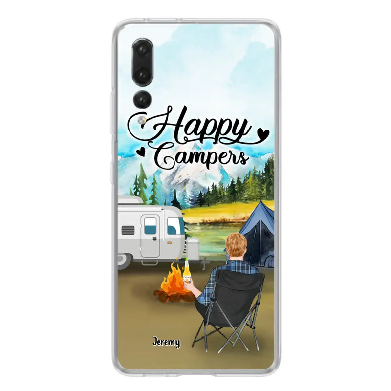 Personalized Camping Phone Case - Single Parent/Couple With Up to 3 Dogs - Happy Campers - Phone Case For Xiaomi, Oppo, Huawei