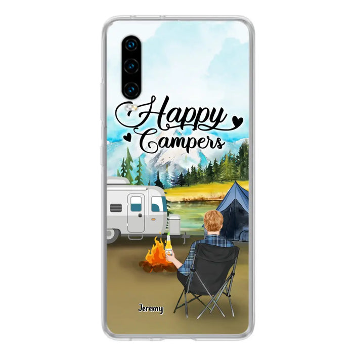 Personalized Camping Phone Case- Single Parent/ Couple With Upto 3 Dogs - Happy Campers - Phone Case For Xiaomi, Oppo, Huawei