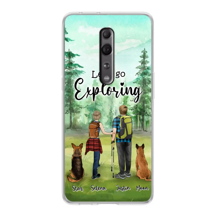 Custom Personalized Trekking Woods Couple With Dogs Phone Case - Couple With Upto 2 Pets - Case For Xiaomi, Huawei and Oppo - 6CIAJ9