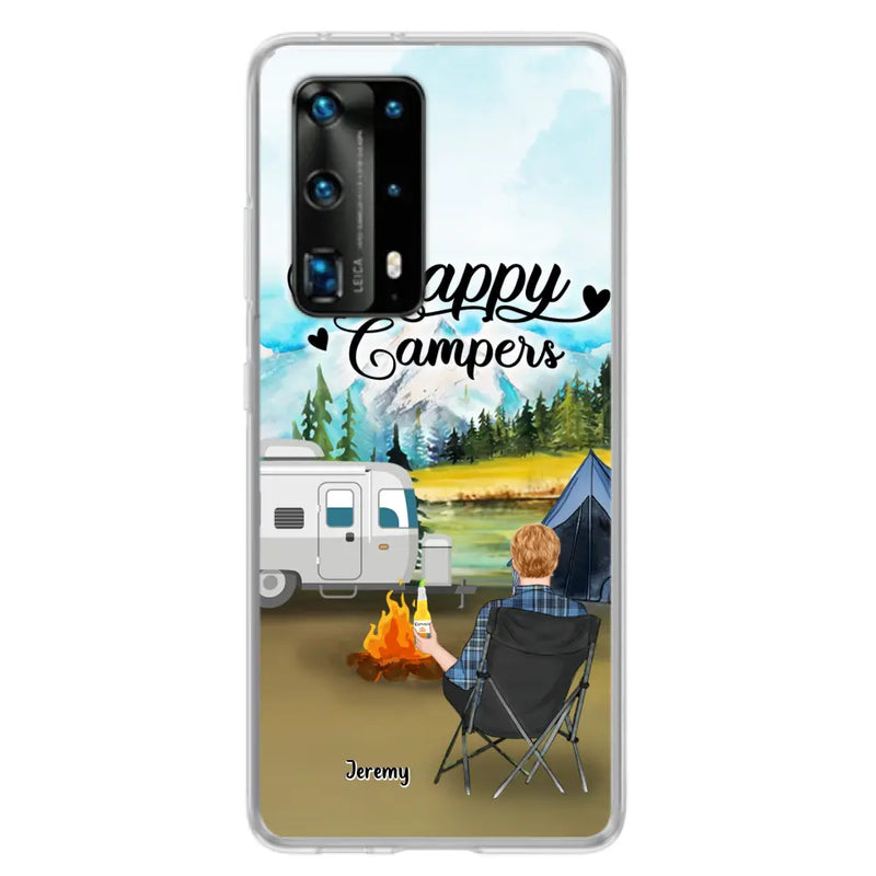 Personalized Camping Phone Case - Single Parent/Couple With Up to 3 Dogs - Happy Campers - Phone Case For Xiaomi, Oppo, Huawei
