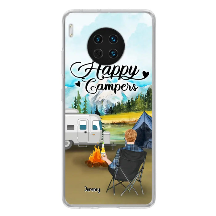 Personalized Camping Phone Case- Single Parent/ Couple With Upto 3 Dogs - Happy Campers - Phone Case For Xiaomi, Oppo, Huawei