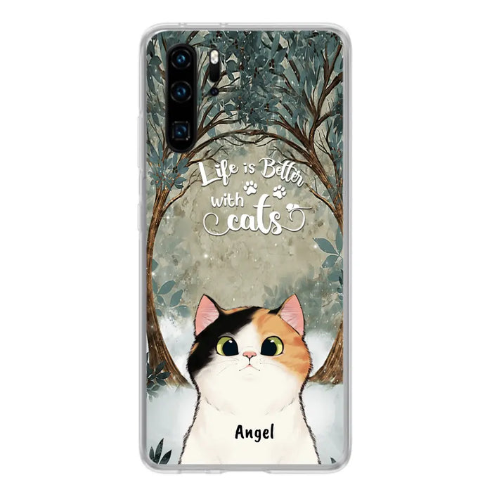 Custom Personalized Cat Phone Case - Upto 6 Cats - Best Gift For Cat Lover - Life Is Better With Cats - Phone Case For  Xiaomi, Oppo And Huawei