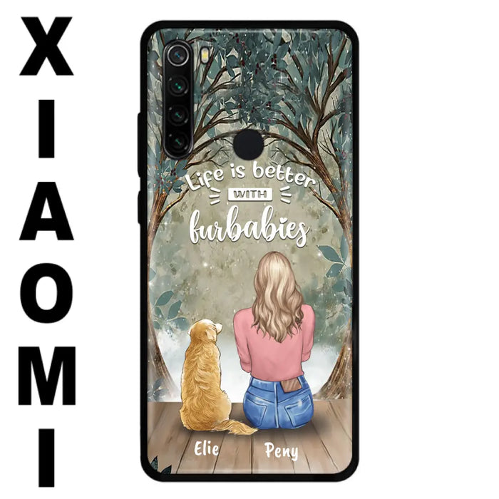 Custom Personalized Pet Mom Phone Case - Girl With Upto 5 Pets - Life Is Better With Furbabies -Phone Case For Xiaomi, Oppo And Huawei