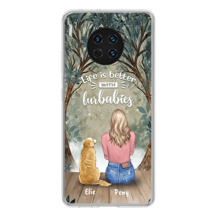 Custom Personalized Pet Mom Phone Case - Girl With Upto 5 Pets - Life Is Better With Furbabies -Phone Case For Xiaomi, Oppo And Huawei