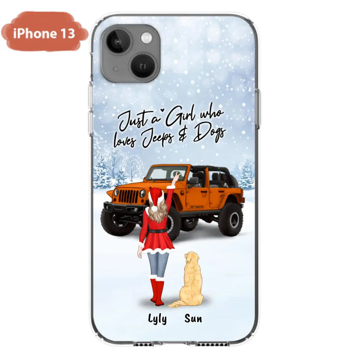 Custom Personalized Christmas Off-road Girl Phone Case - Girl With Upto 4 Pets - Christmas Gift For Dog/ Cat Lover - Just A Girl - Case For iPhone And Samsung