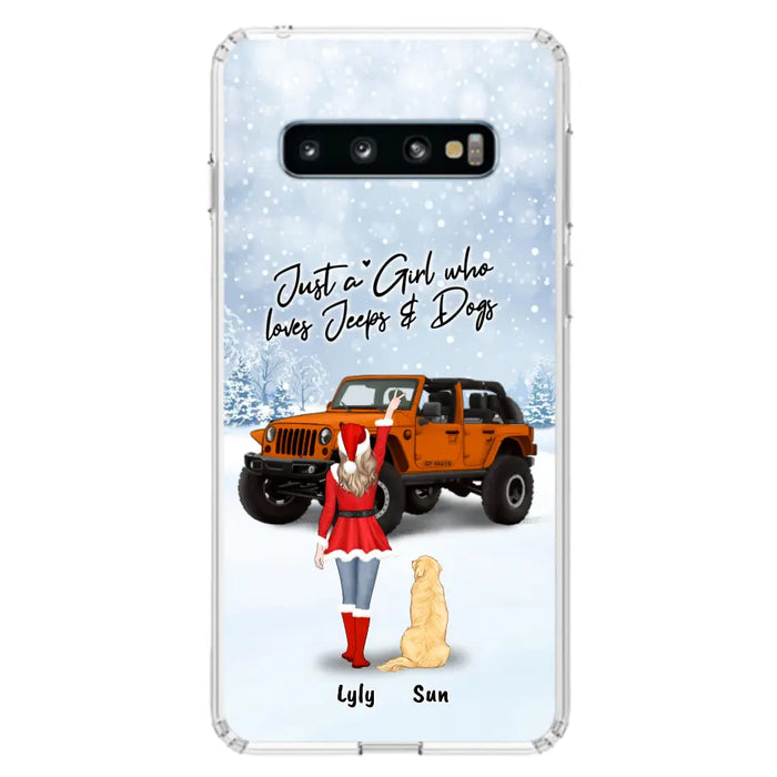 Custom Personalized Christmas Off-road Girl Phone Case - Girl With Upto 4 Pets - Christmas Gift For Dog/ Cat Lover - Just A Girl - Case For iPhone And Samsung