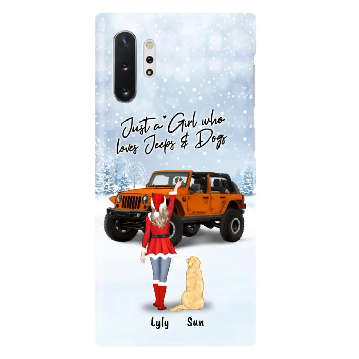 Custom Personalized Christmas Off-road Girl Phone Case - Girl With Upto 4 Pets - Christmas Gift For Dog/ Cat Lover - Just A Girl - Case For iPhone And Samsung