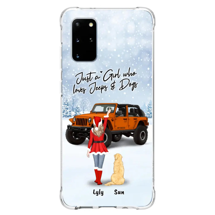 Custom Personalized Christmas Off-road Girl Phone Case - Girl With Upto 4 Pets - Christmas Gift For Dog/ Cat Lover - Just A Girl - Case For iPhone And Samsung