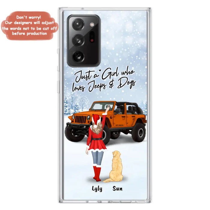 Custom Personalized Christmas Off-road Girl Phone Case - Girl With Upto 4 Pets - Christmas Gift For Dog/ Cat Lover - Just A Girl - Case For iPhone And Samsung