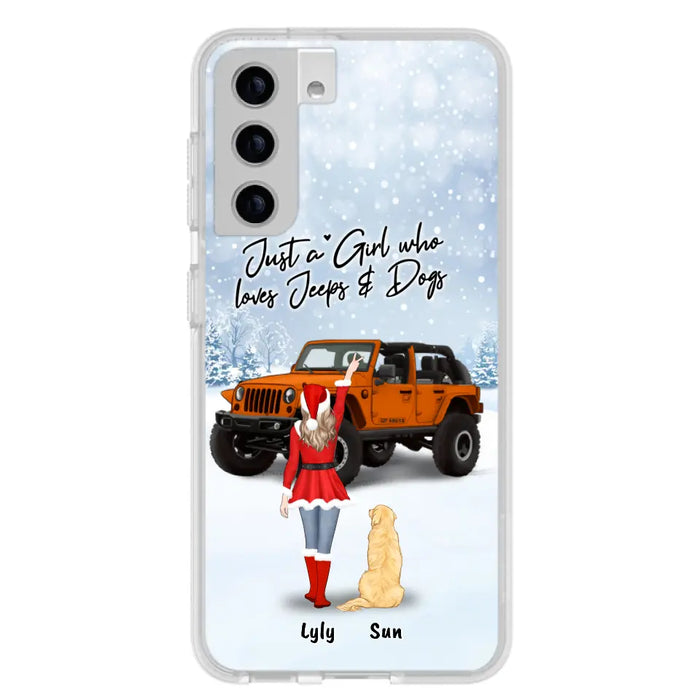 Custom Personalized Christmas Off-road Girl Phone Case - Girl With Upto 4 Pets - Christmas Gift For Dog/ Cat Lover - Just A Girl - Case For iPhone And Samsung