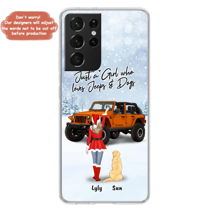 Custom Personalized Christmas Off-road Girl Phone Case - Girl With Upto 4 Pets - Christmas Gift For Dog/ Cat Lover - Just A Girl - Case For iPhone And Samsung