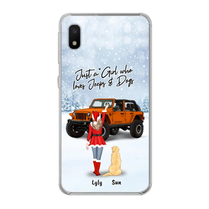 Custom Personalized Christmas Off-road Girl Phone Case - Girl With Upto 4 Pets - Christmas Gift For Dog/ Cat Lover - Just A Girl - Case For iPhone And Samsung