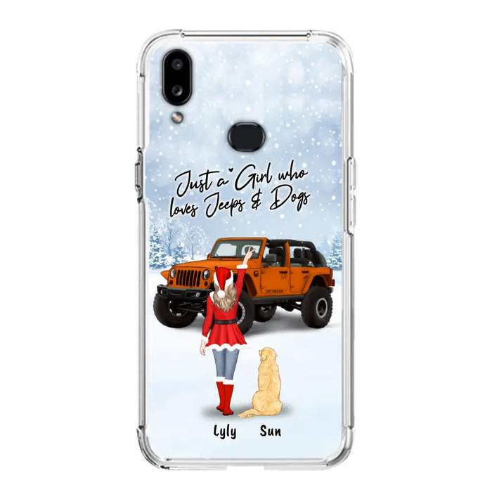 Custom Personalized Christmas Off-road Girl Phone Case - Girl With Upto 4 Pets - Christmas Gift For Dog/ Cat Lover - Just A Girl - Case For iPhone And Samsung