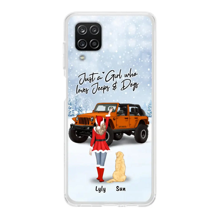 Custom Personalized Christmas Off-road Girl Phone Case - Girl With Upto 4 Pets - Christmas Gift For Dog/ Cat Lover - Just A Girl - Case For iPhone And Samsung