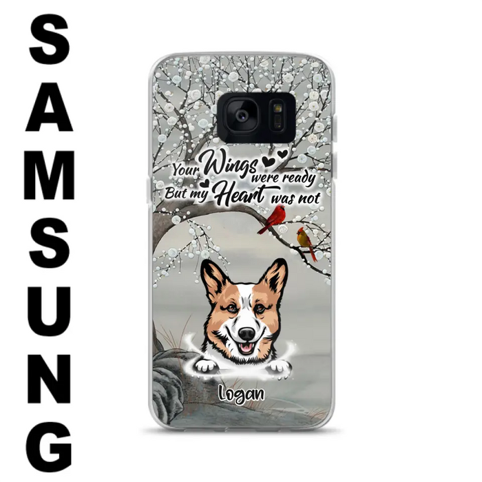 Custom Personalized Memorial Dog Cat Phone Case - Upto 3 Pets - Best Gift For Dog/ Cat Lover - Your Wings Were Ready But My Heart Was Not - Case For iPhone And Samsung
