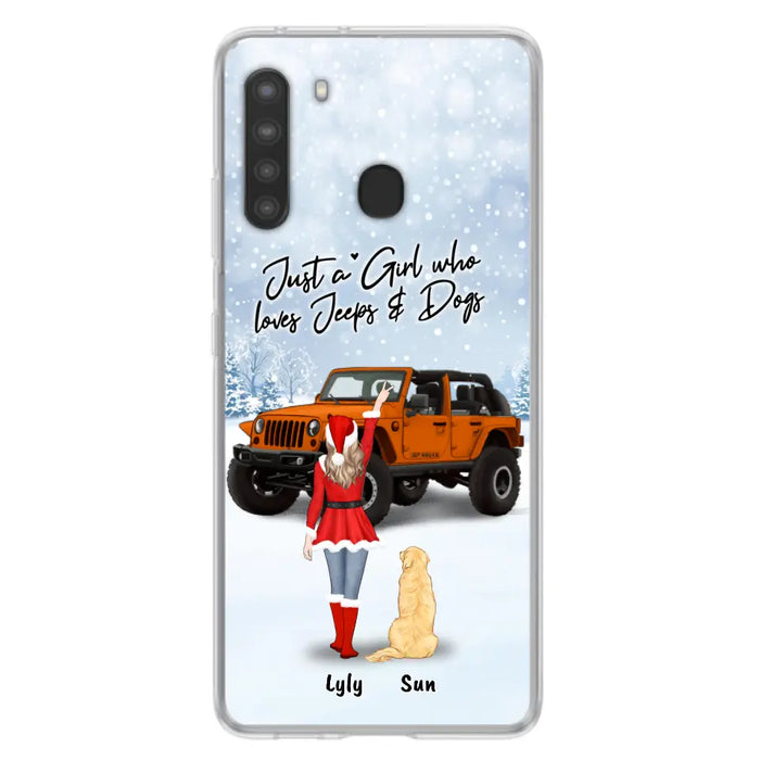 Custom Personalized Christmas Off-road Girl Phone Case - Girl With Upto 4 Pets - Christmas Gift For Dog/ Cat Lover - Just A Girl - Case For iPhone And Samsung