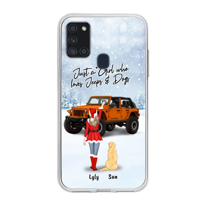 Custom Personalized Christmas Off-road Girl Phone Case - Girl With Upto 4 Pets - Christmas Gift For Dog/ Cat Lover - Just A Girl - Case For iPhone And Samsung