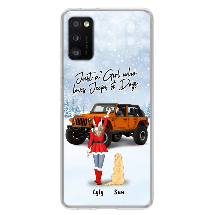 Custom Personalized Christmas Off-road Girl Phone Case - Girl With Upto 4 Pets - Christmas Gift For Dog/ Cat Lover - Just A Girl - Case For iPhone And Samsung