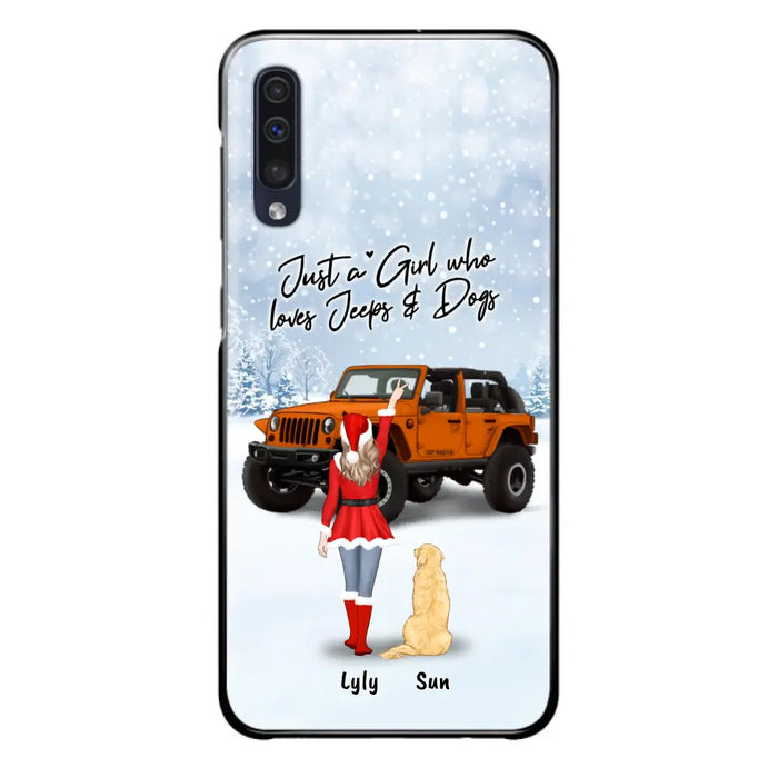 Custom Personalized Christmas Off-road Girl Phone Case - Girl With Upto 4 Pets - Christmas Gift For Dog/ Cat Lover - Just A Girl - Case For iPhone And Samsung