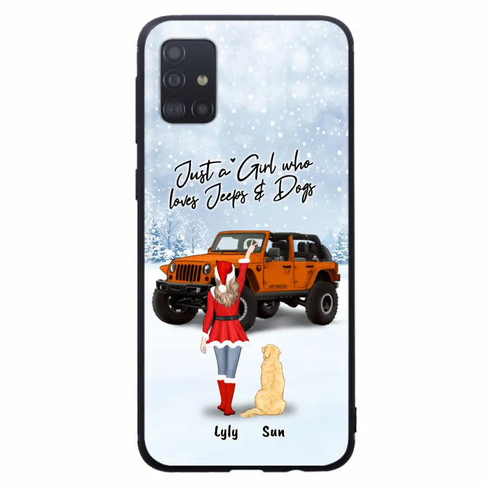 Custom Personalized Christmas Off-road Girl Phone Case - Girl With Upto 4 Pets - Christmas Gift For Dog/ Cat Lover - Just A Girl - Case For iPhone And Samsung