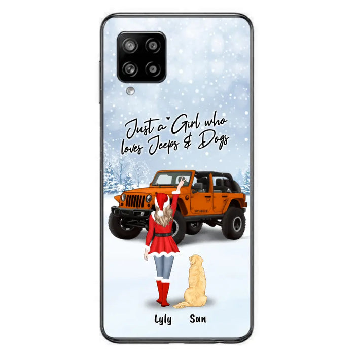 Custom Personalized Christmas Off-road Girl Phone Case - Girl With Upto 4 Pets - Christmas Gift For Dog/ Cat Lover - Just A Girl - Case For iPhone And Samsung