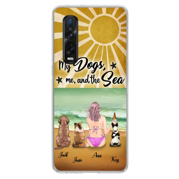 Custom Personalized Dog Mom  Beach Phone Case - Upto 3 Dogs - My Dogs,Me And The Sea