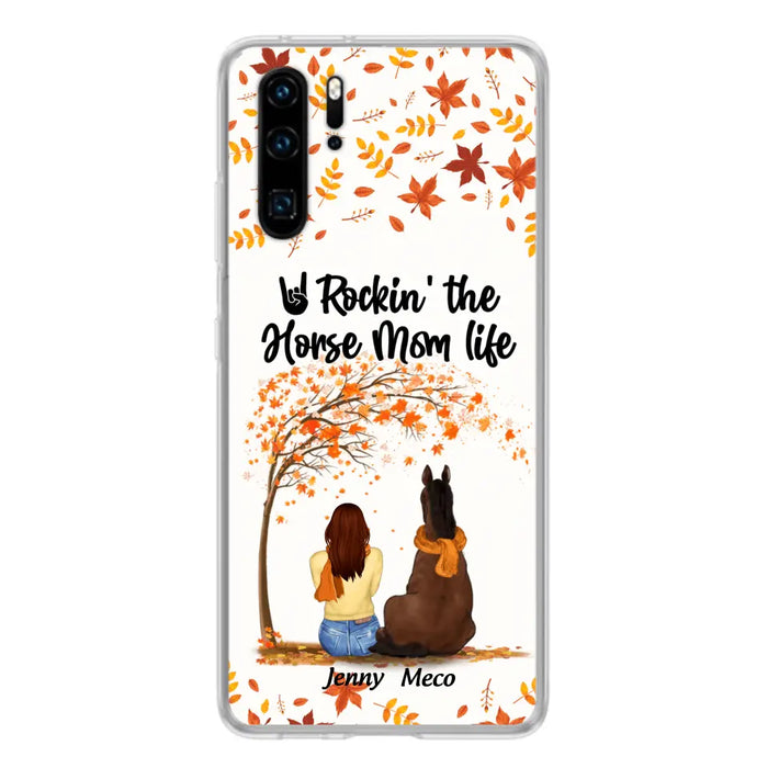 Custom Personalized Horse Mom In Autumn Phone Case - Girl With Upto 3 Horses - Case For Xiaomi, Oppo And Huawei